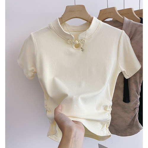 新中式国风镂空盘扣修身掐腰上衣