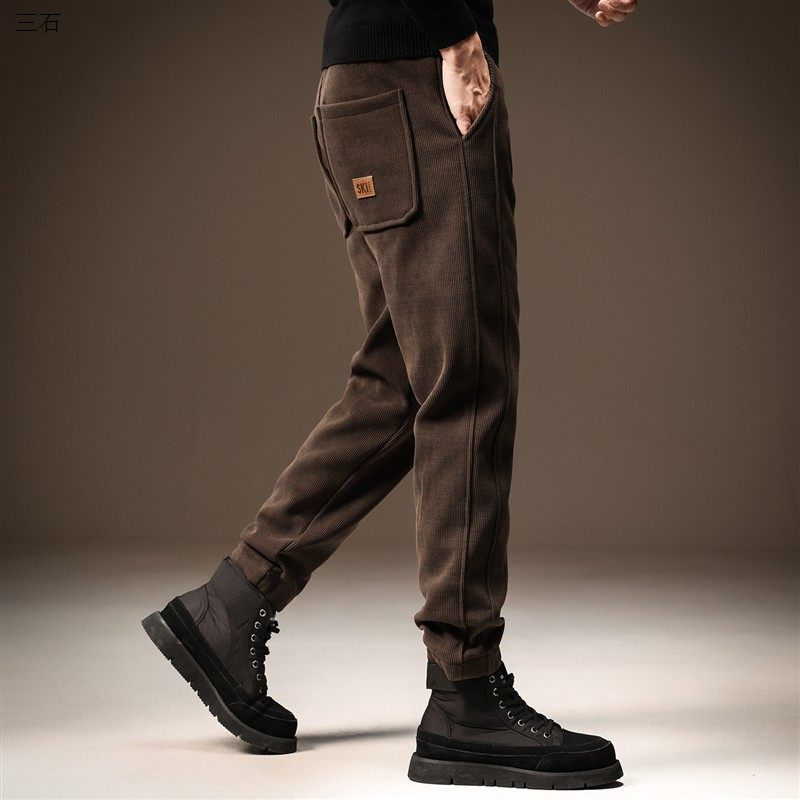 高端重磅加绒加厚雪尼尔运动休闲裤男秋冬宽松灯芯绒束脚哈伦卫裤,男装,休闲裤,淘宝优惠券,粉丝福利购,淘宝优惠卷