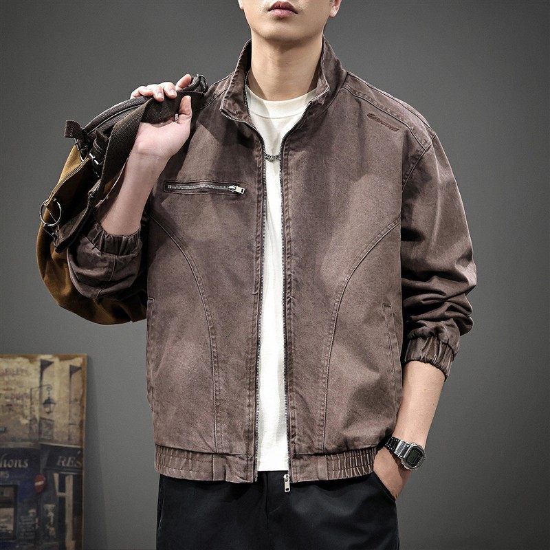 2026高端莱赛尔立领夹克男春秋新款拼接工装上衣美式痞帅猎装外套,男装,夹克,淘宝优惠券,粉丝福利购,淘宝优惠卷