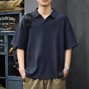 宽松大尺码 男2025夏季 新款 半袖 复古华夫格透气休闲短袖 美式 POLO衫
