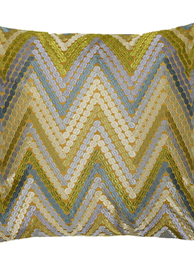 现代沙发靠垫抱枕美式样板房几何靠包条纹刺绣长腰枕靠枕可定制