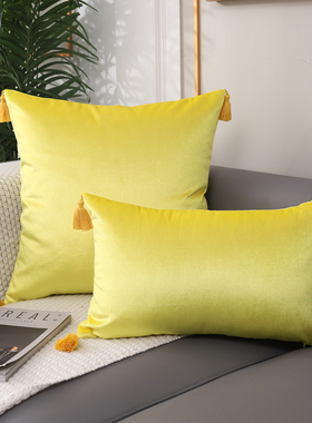 现代轻奢沙发抱枕靠垫样板房抱枕套靠包黄色床头大靠背长方形靠枕