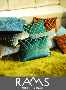 北欧样板房靠枕客厅沙发抱枕靠垫现代美式轻奢床头高档靠包抱枕套