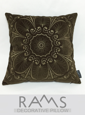 北欧样板房床头办公室靠垫抱枕套欧式超柔绒咖色靠枕靠包方枕