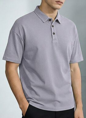 实拍2026夏季新款时尚潮流复古洗水POLO衫短袖男宽松百搭翻领T恤