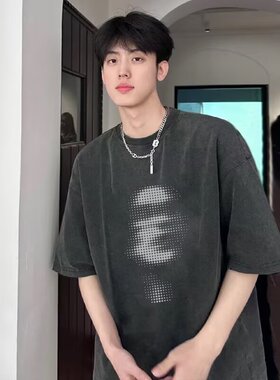 短袖t恤男款夏季新款重磅宽松半袖衣服美式潮牌潮流体恤男装上衣