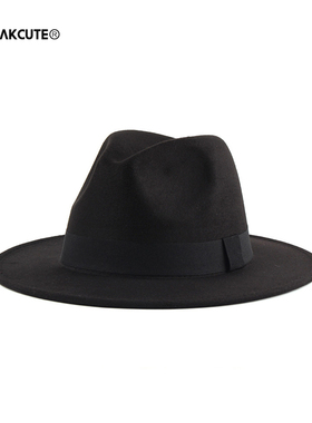 FRCU礼帽英式复古爵士帽子男士百搭英伦平檐纯色休闲时尚高顶