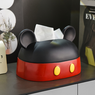 米奇纸巾盒创意卡通设计摆件可爱治愈系抽纸盒餐桌茶几装饰收纳盒