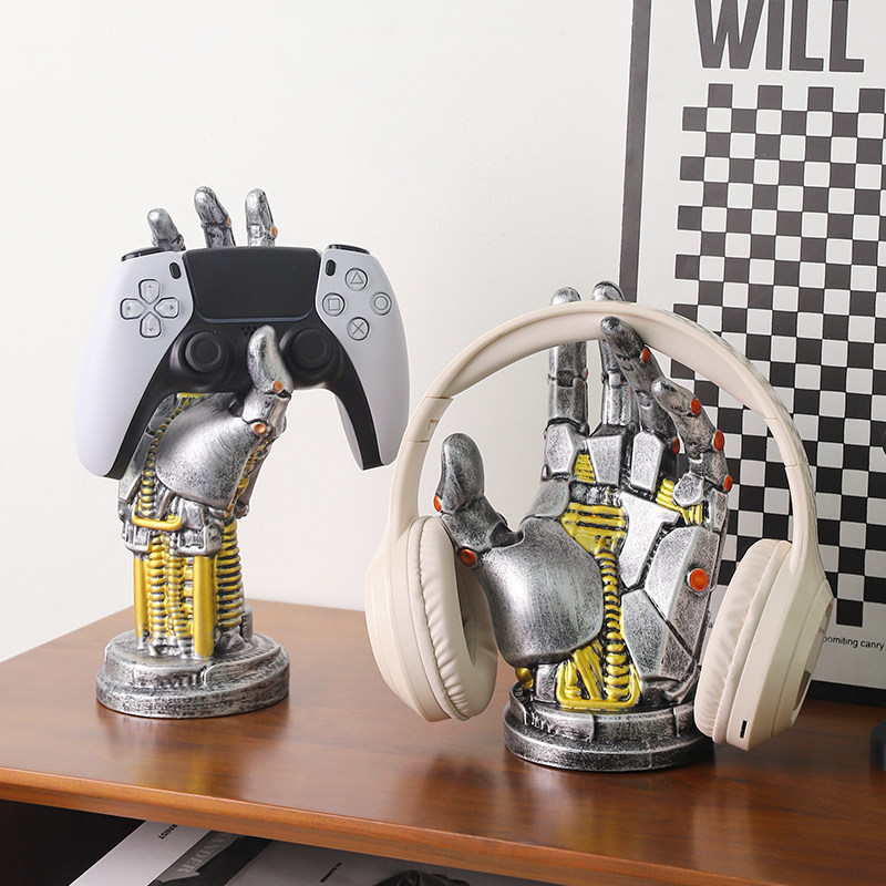 赛博朋克机械手摆件游戏手柄支架耳机置物架拍照背景装饰生日礼物