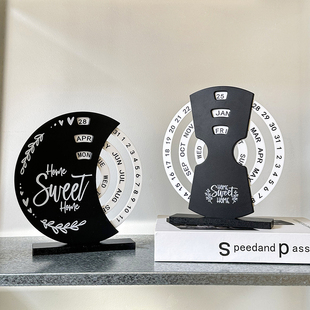 摩天轮手动旋转台历桌面摆件月亮日历家居办公摆件高级设计装饰品