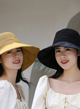 帽子女新款遮阳帽春夏季防晒帽子韩版时尚百搭可折叠大帽檐太阳帽