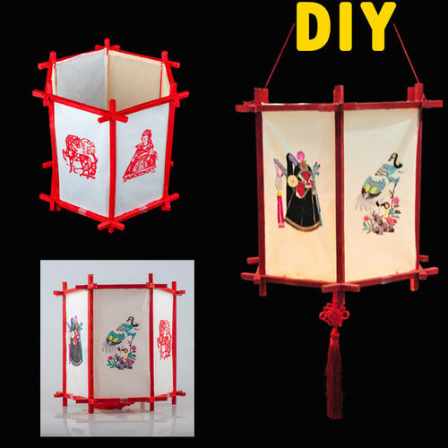 宫灯传统红色diy六角创意材料
