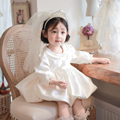 女宝宝周岁公主裙花童婚纱蓬蓬裙秋冬新款 生日抓周礼服高端连衣裙