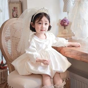 女宝宝周岁公主裙花童婚纱蓬蓬裙秋冬新款生日抓周礼服高端连衣裙