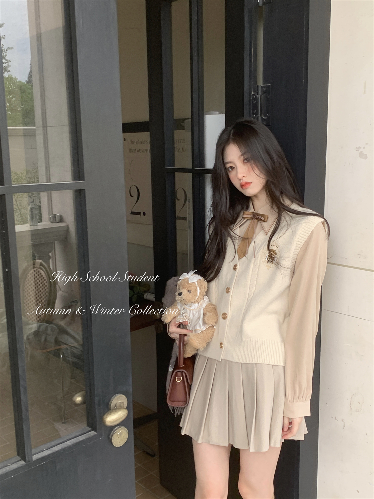 v领刺绣针织背心马甲女秋冬