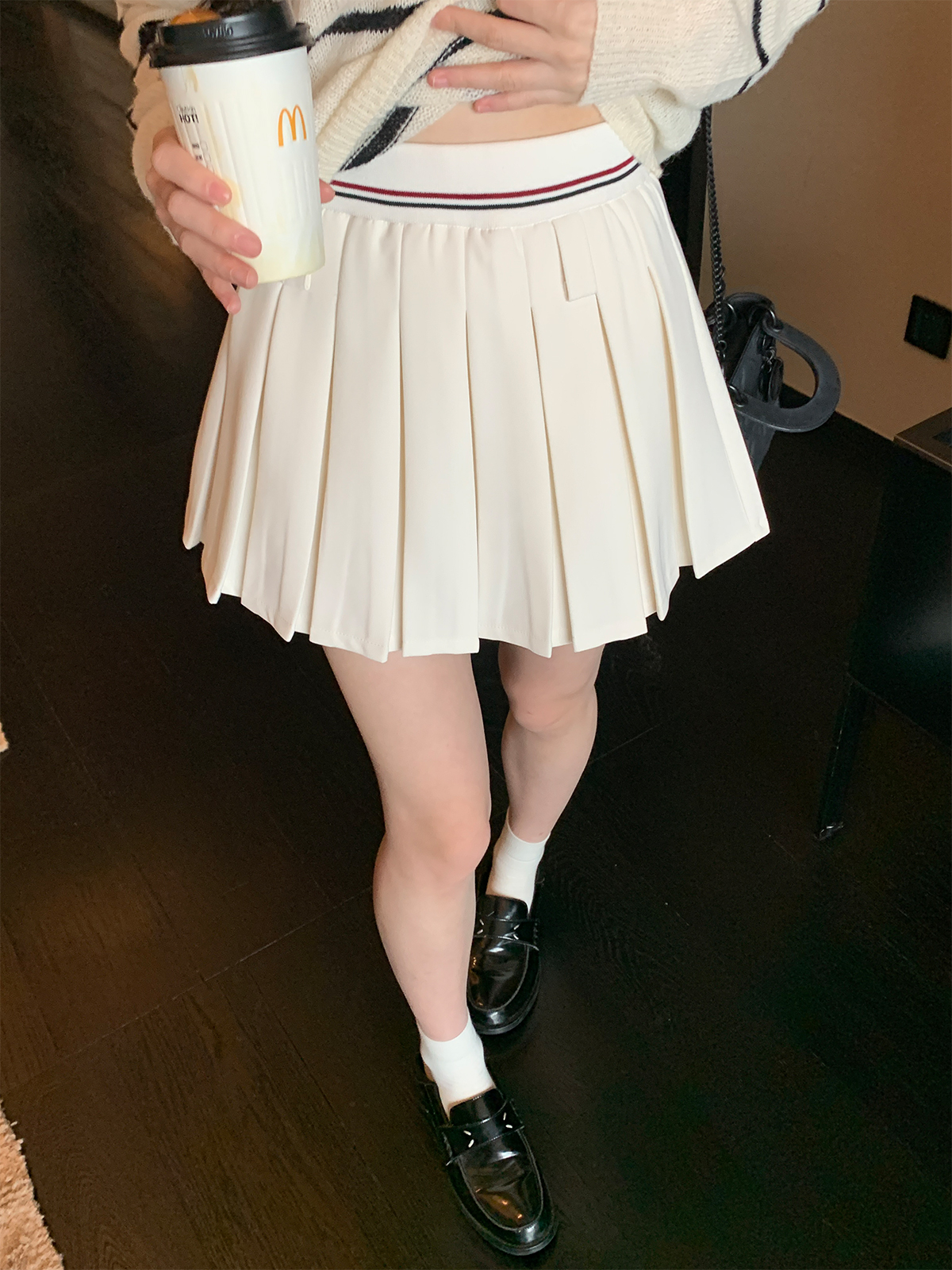 lxlilium【纯欲学姐】两色学院风百褶裙女春款松紧腰a字半身短裙