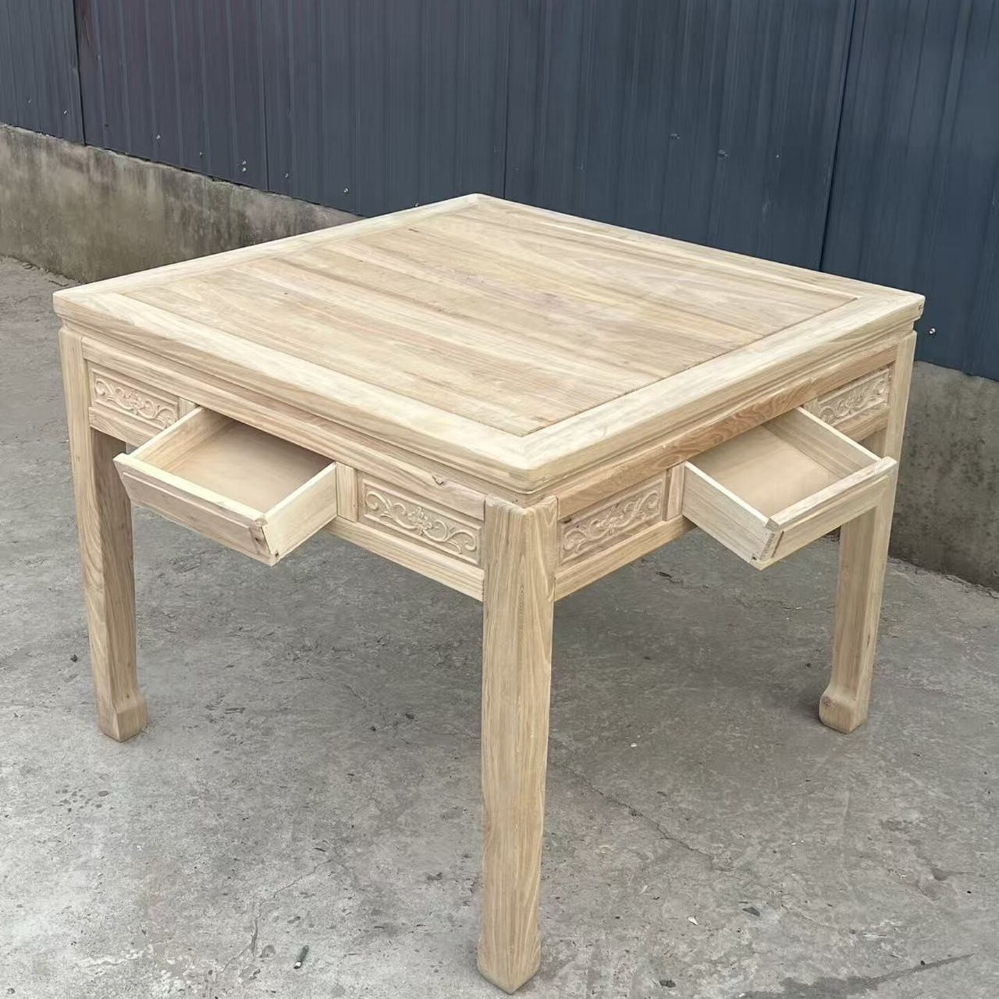 实木餐桌北方老榆木中式仿古雕花带抽屉四方桌茶早餐麻将桌子白茬,住宅家具,实木餐桌,淘宝优惠券,粉丝福利购,淘宝优惠卷