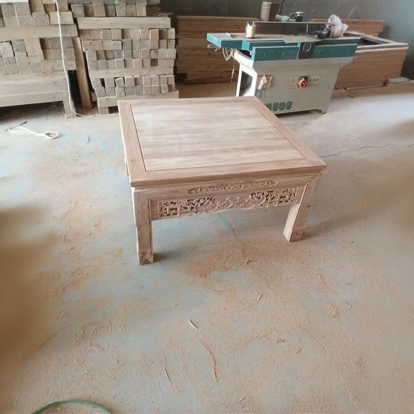 中式全实木矮脚八仙桌北方老榆木仿古餐桌农村家用饭桌四方桌白茬