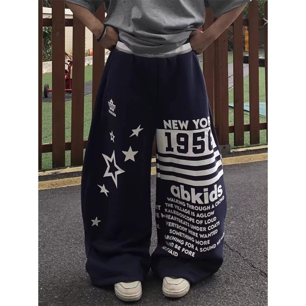 美式星星字母印花辣妹休闲裤女