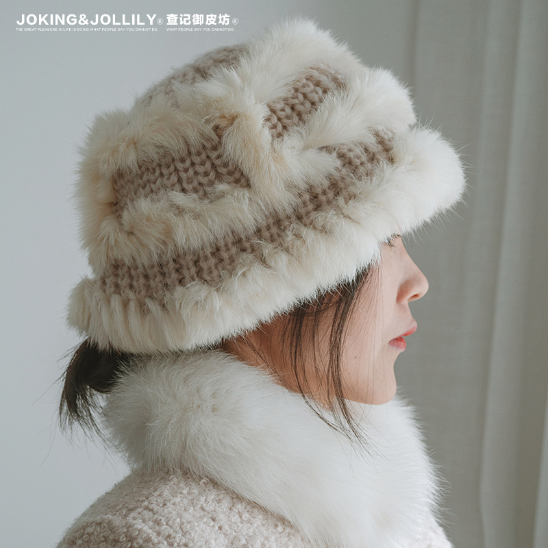 御皮坊帽子獭兔毛女皮草宽檐冬