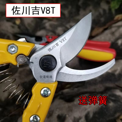 台湾佐川吉V8T园艺修枝剪 左川吉园林剪刀工具果树剪手枝剪自开式