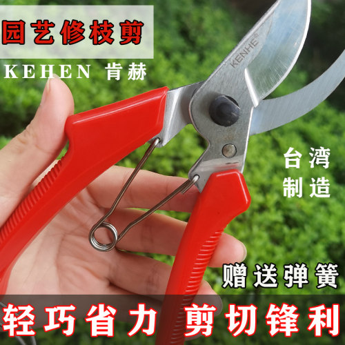 台湾肯赫120园艺修枝剪粗枝剪刀园林剪刀工具果树剪手枝剪自开式