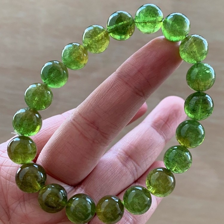 苹果绿全绿碧玺手链祖母绿老矿佛珠搭配项链水晶饰品礼物