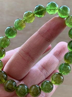 苹果绿全绿碧玺手链祖母绿老矿佛珠搭配项链水晶饰品礼物