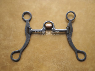 原装美国进口 西部衔铁 马嚼子 高级复古铁原色黄铜U形 调训口衔