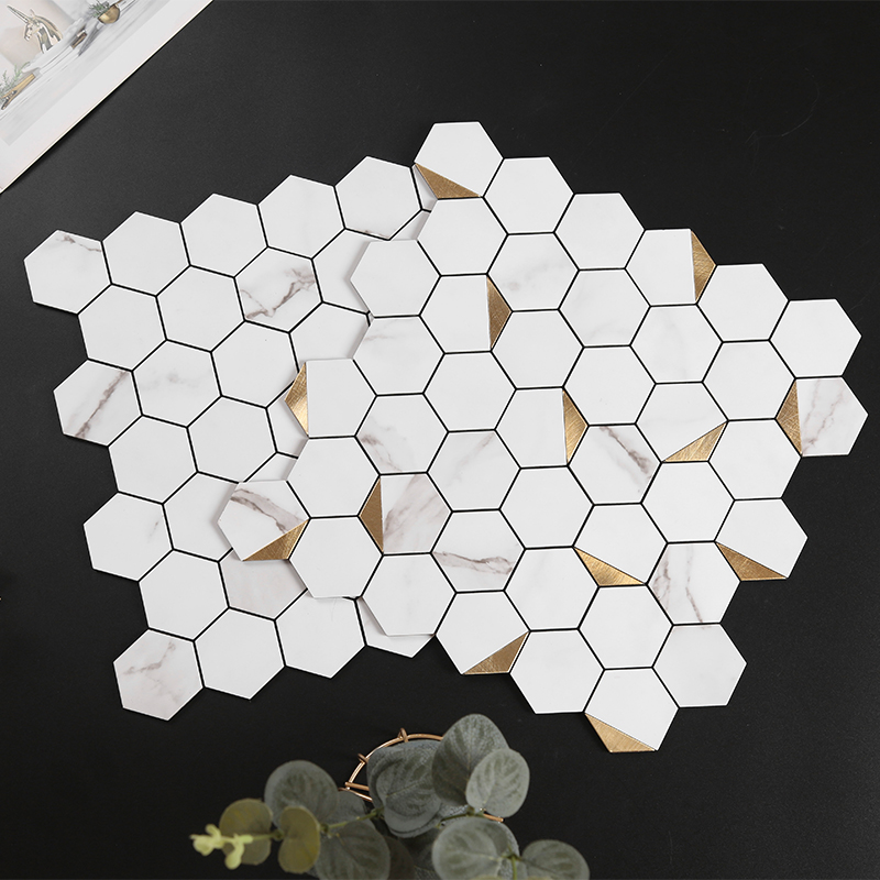 KASARO北欧铝塑板自贴马赛克白色玄关背景墙一撕即贴立体金属自粘