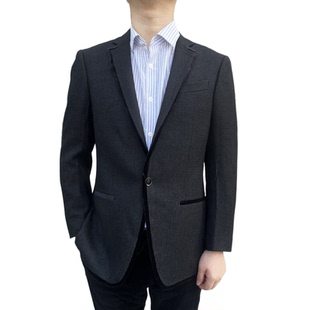 单西修身 男士 双开叉 高定羊毛西服黑色2026年秋冬厚款 850324