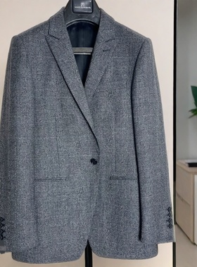 美国尼奥家门店款休闲商务男士西服半麻衬羊毛西装中开叉11302-8