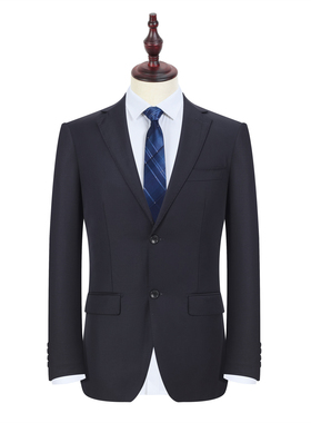 13XF04单西 羊毛96.2% 男士二扣深蓝色修身西服 后中开叉