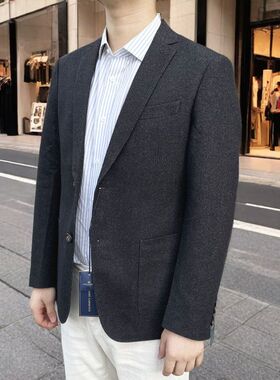 160324 羊毛51.6% 2025年新款秋冬西服二粒扣修身羊毛单西男