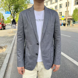 603棉100%春秋男士 修身 纯棉西装 薄款 西服休闲单西 2025新款 66A604