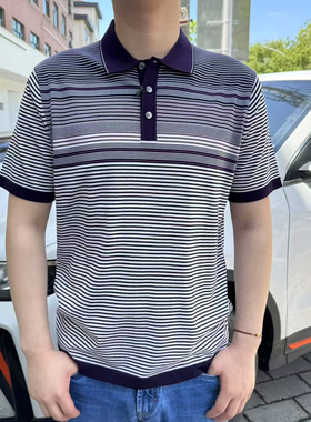 HT812 棉75.4% 桑蚕丝24.6% 2025年夏季新款男士翻领短袖T恤帅气