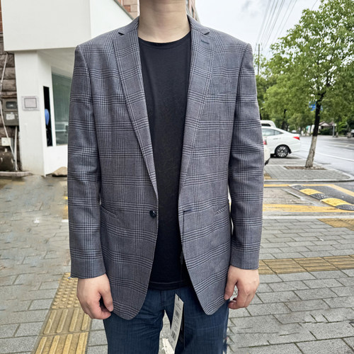 120363 羊毛47%+亚麻53% 2025年夏季新款亚麻西服单层休闲西装男
