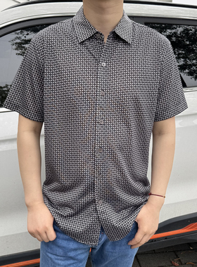 BC92201 桑蚕丝100% 高档短袖衬衫新款休闲男士翻领衬衣