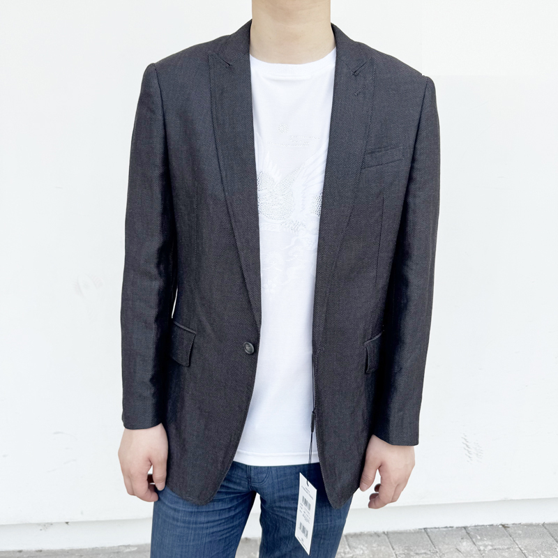 110361 羊毛62+亚麻35% 2025夏季新款亚麻西服一粒扣休闲西装修身