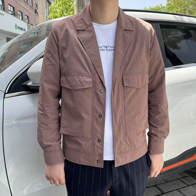 700103 春夏新款夹克衫单层翻领外套时尚商务休闲短款外穿茄克