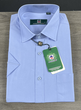 PG1004 短袖衬衫男商务正装男士蓝色上班衬衣直筒宽松版型