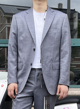 120306 羊毛60.7%+桑蚕丝39.3% 夏季薄款西服灰色二粒扣休闲西装