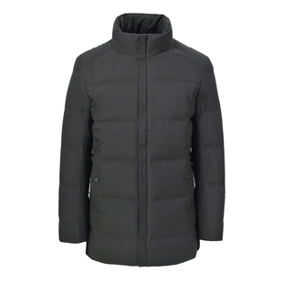 86064V  箭家中长厚羽绒服白鸭绒黑色男加厚保暖冬季新款羽绒外套