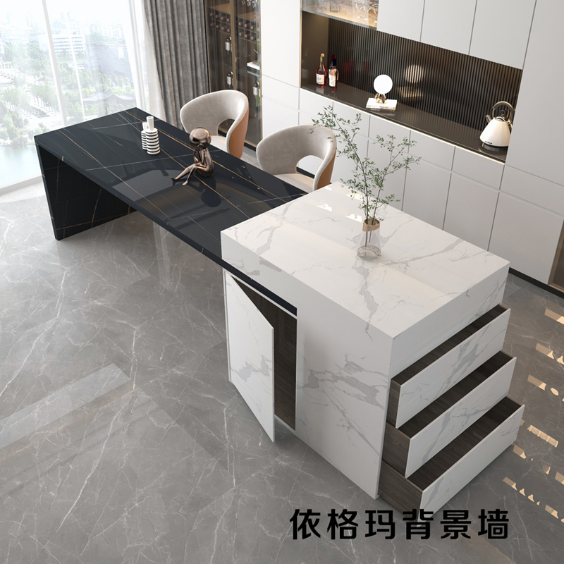 新中式餐桌一体可伸缩茶艺桌椅组合现代简约高端餐台多功能家用