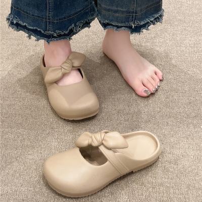 时尚蝴蝶结厚底包头凉拖鞋