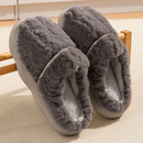 外穿厚底防滑毛绒保暖情侣室内居家包头拖鞋 冬季 女 男士 简约棉拖鞋