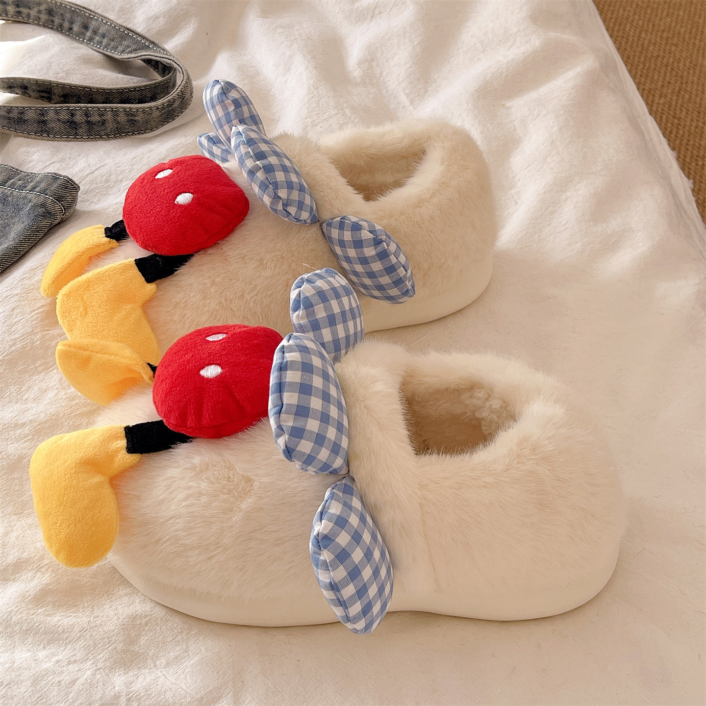 可爱搞怪棉拖鞋女冬季新款室内居家室内卡通可爱保暖毛绒包跟棉鞋
