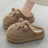男士 冬季 2025新款 棉拖鞋 情侣室内家居厚底可爱小猫毛绒保暖拖鞋 女
