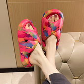 外防滑穿涂鸦交叉室内家居浴室洗澡厚底凉拖鞋 拖鞋 女夏季 一字拖潮