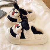 毛毛拖鞋 外穿居家可爱大眼睛狗加绒保暖包头棉拖鞋 女冬季 2025新款